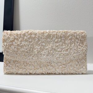 Winkelman's Vintage 1950-1960s White Ivory Beaded Evening Clutch Purse